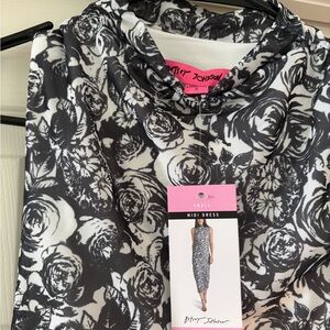Betsey Johnson Monochrome Rose Print Dress